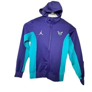 Charlotte Hornets Jordan Full Zip Basketball Jacket Hooded Purple Teal Men's M‎